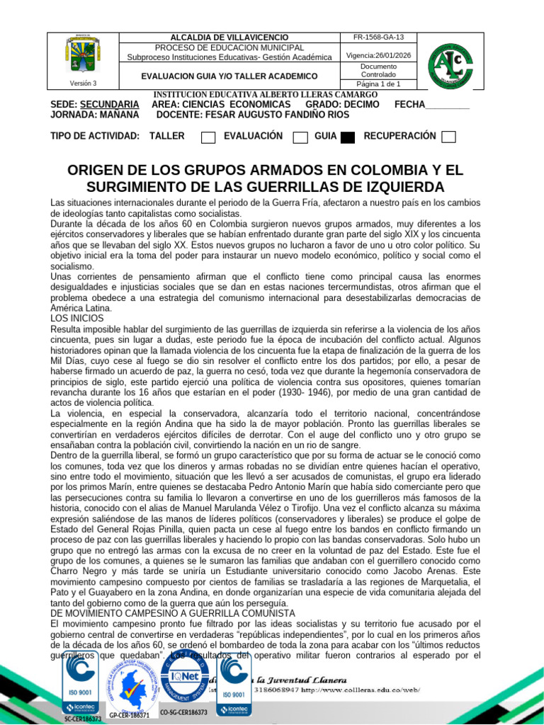 10.Origen de Los Grupos Armados en Colombia | PDF | Colombia | Política ...