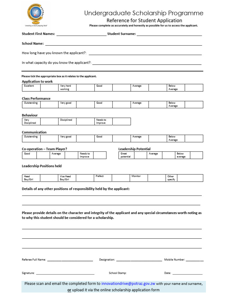 Character Reference Form 2026- ICT Scholarships | PDF