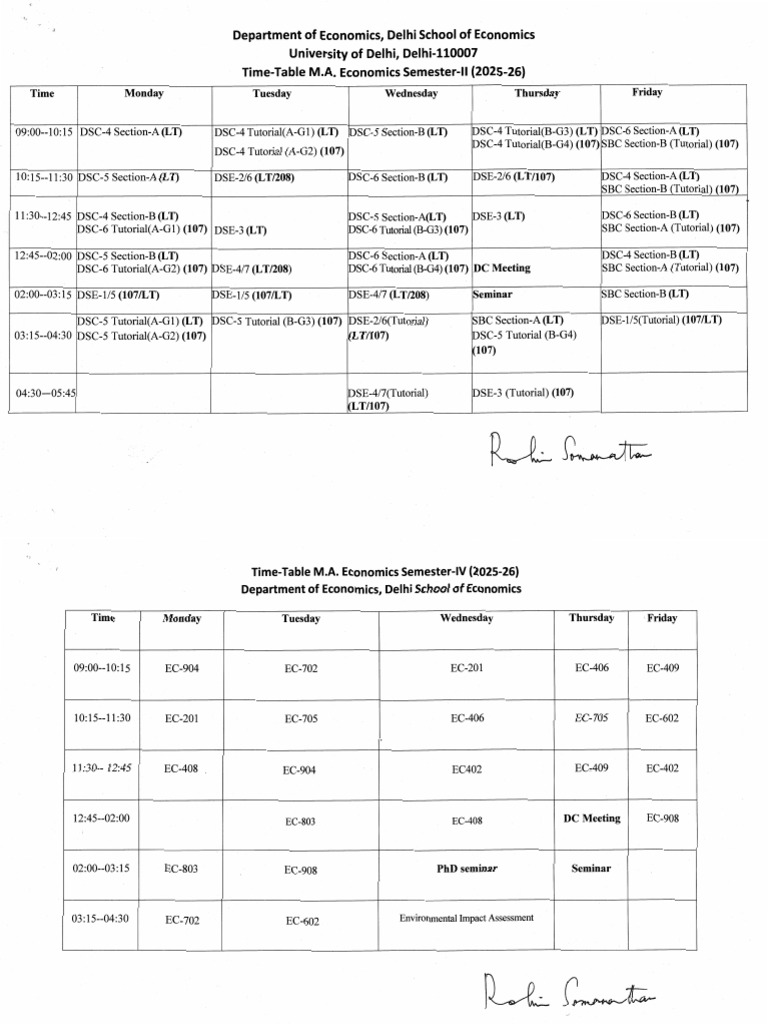 Revised Updated Time Table | PDF | Science | Economies