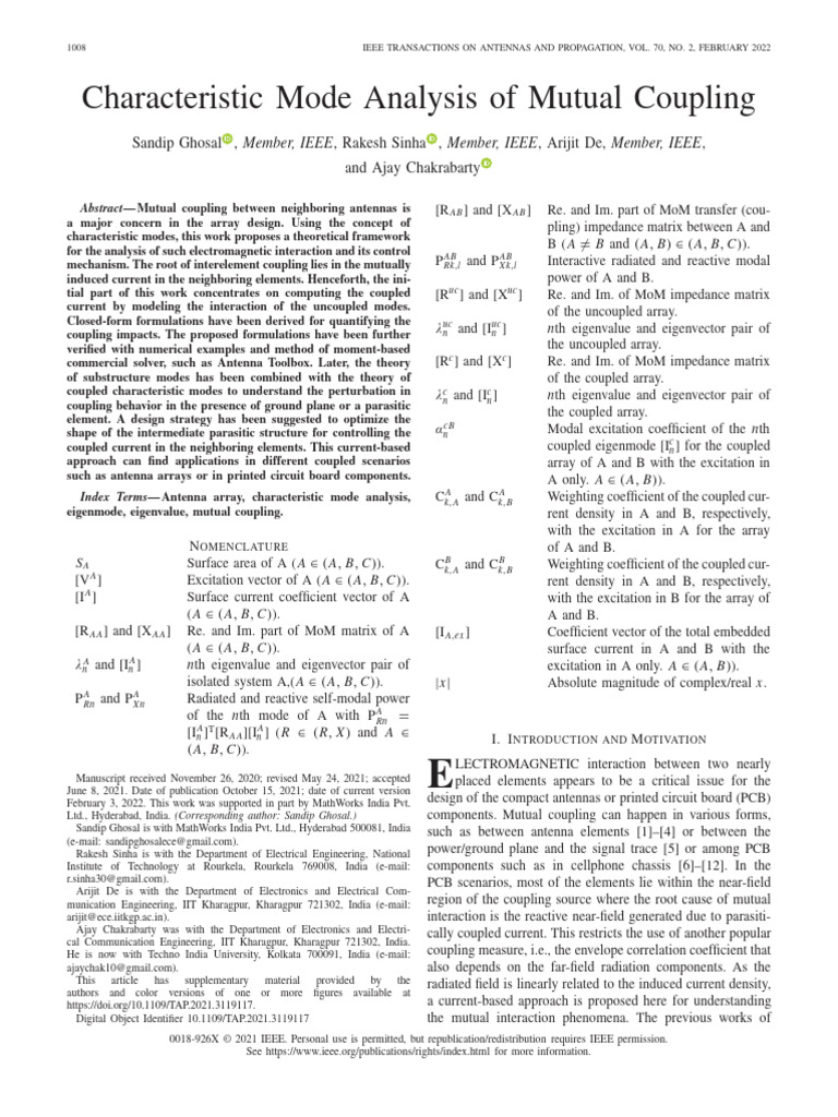 Characteristic_Mode_Analysis_of_Mutual_Coupling | PDF | Eigenvalues And ...