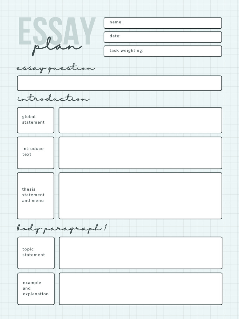 Essay Plan Template Worksheet | PDF