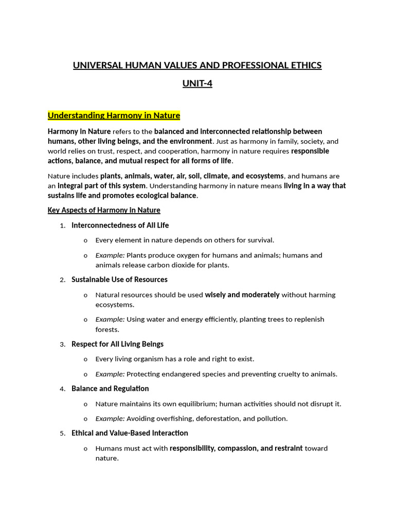 UNIT-4, UNIVERSAL HUMAN VALUES AND PROFESSIONAL ETHICS | PDF ...