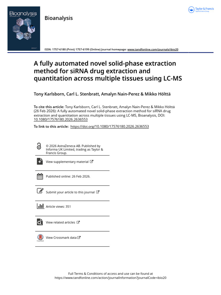 A Fully Automated Novel Solid-phase Extraction Method for SiRNA Drug ...