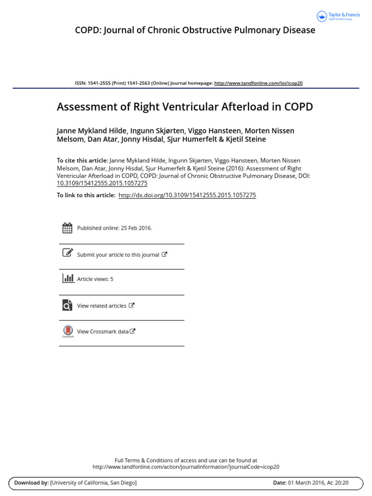 Assessment of Right Ventricular Afterload in COPD 2016 | PDF ...