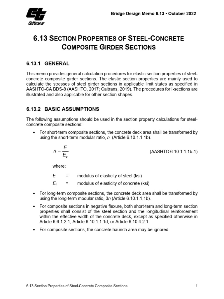 Section Properties Composite Sections | PDF | Young's Modulus ...
