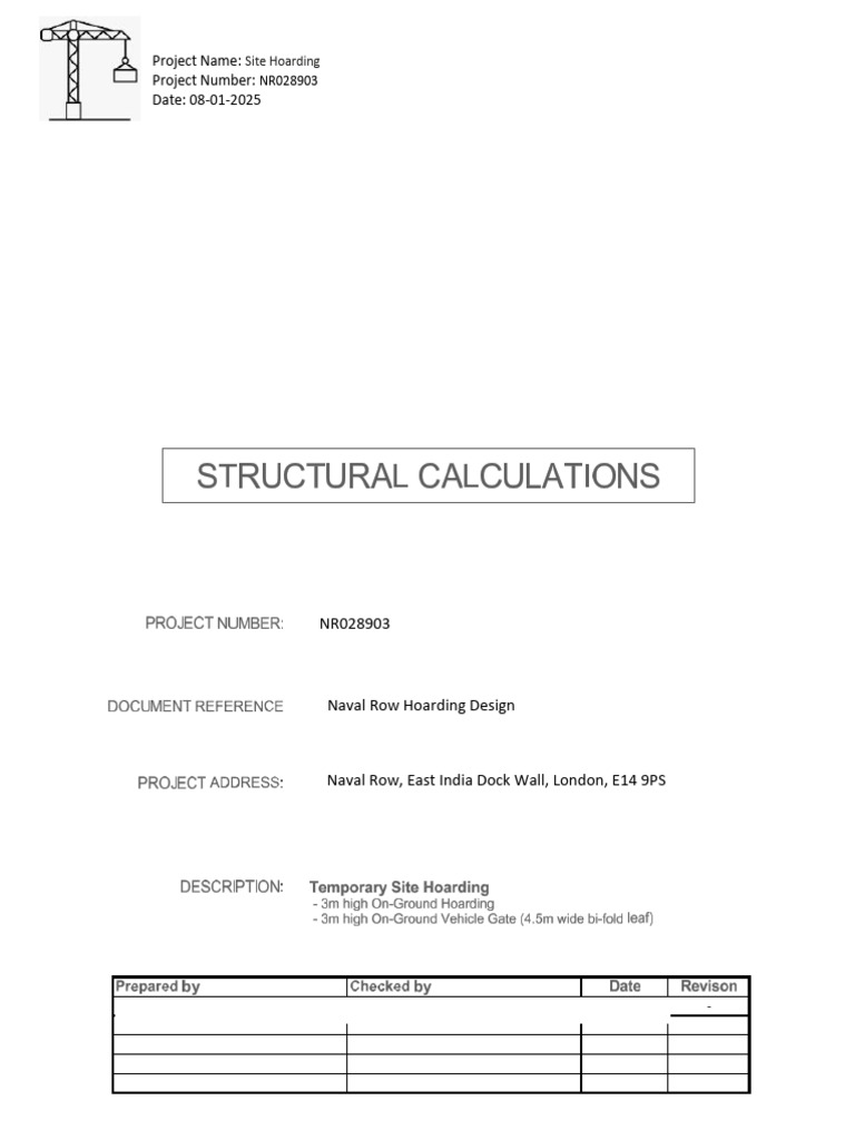 Hoarding Design Calculation | PDF