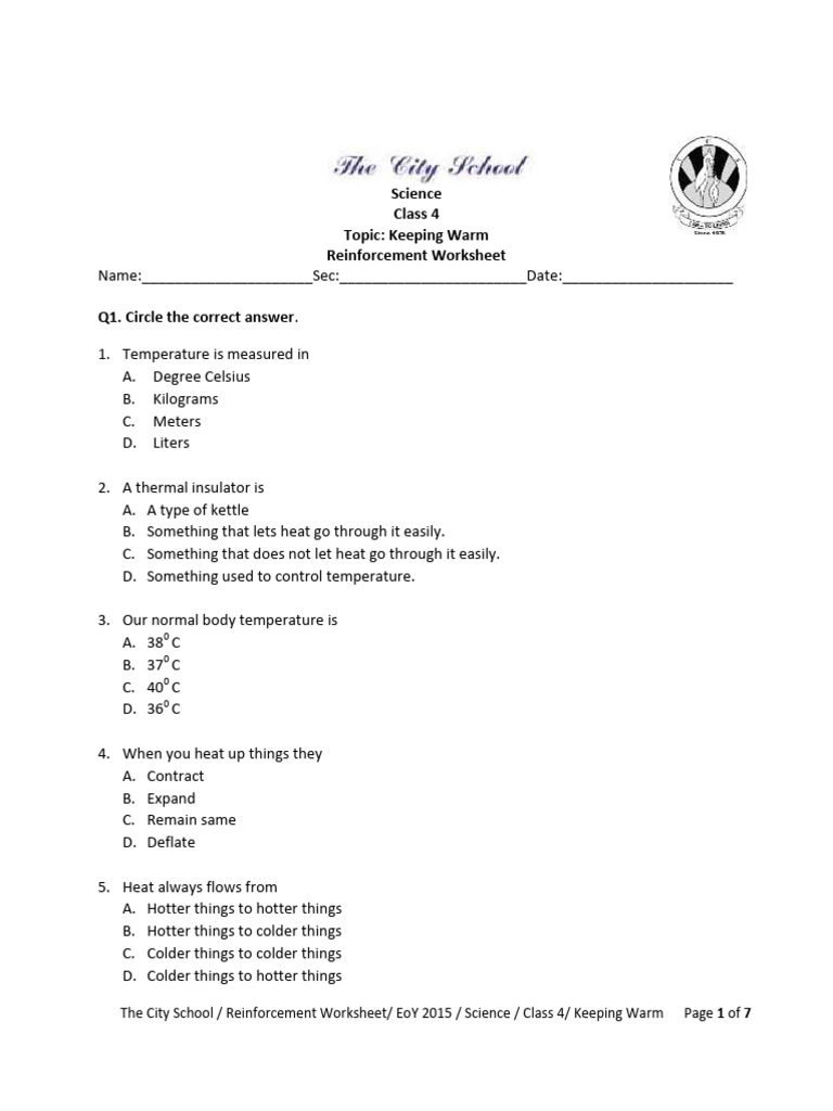 Science Class 4 Keeping Warm | PDF | Temperature | Thermometer