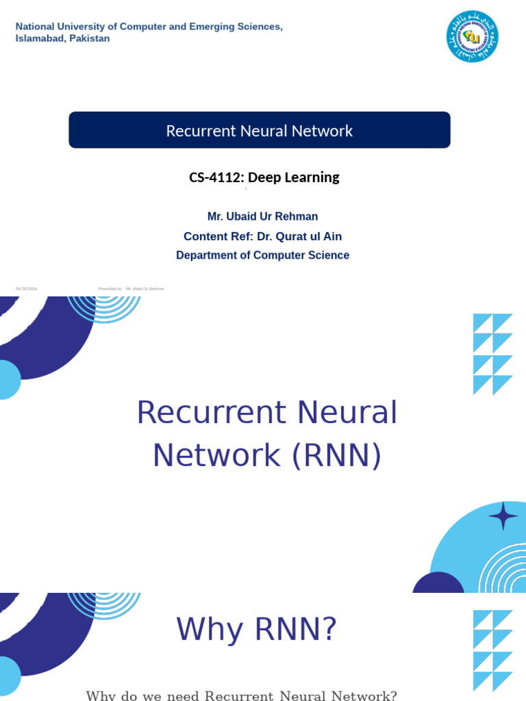 Lecture # 7-1- RNN | PDF | Algorithms | Cognitive Science