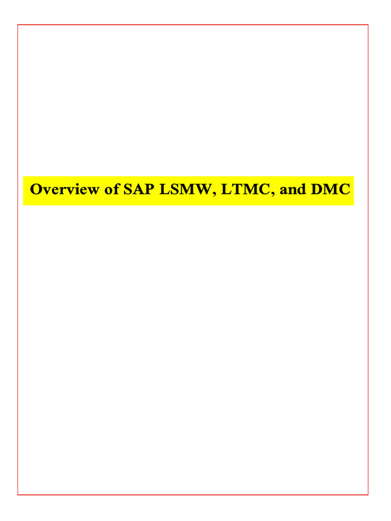 Overview of Sap Lsmw, Ltmc, Dmc | PDF | Information Technology | Computing
