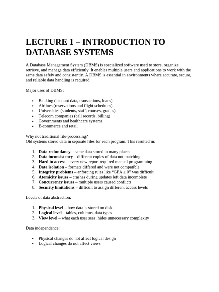 LECTURE (1,2,3,4,5,6,7,8) Summary | PDF | Databases | Software Design
