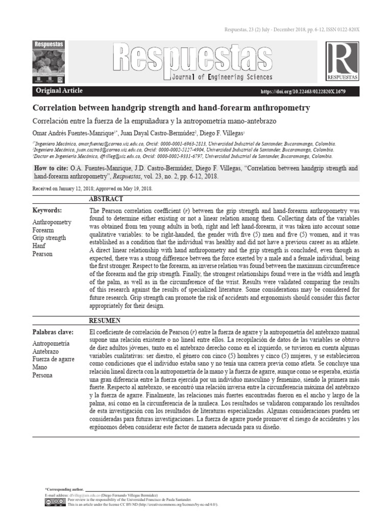 Correlation Between Handgrip Strength and Hand-Forearm Anthropometry ...