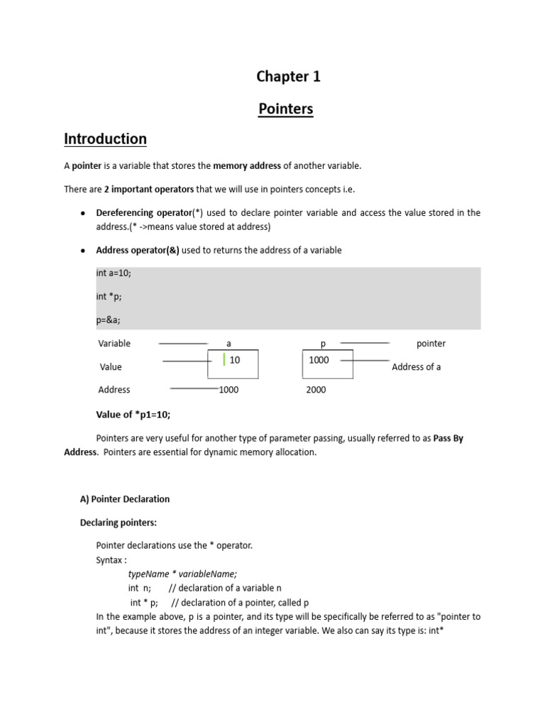 Chapter 1 Pointer.docx | PDF | Pointer (Computer Programming ...