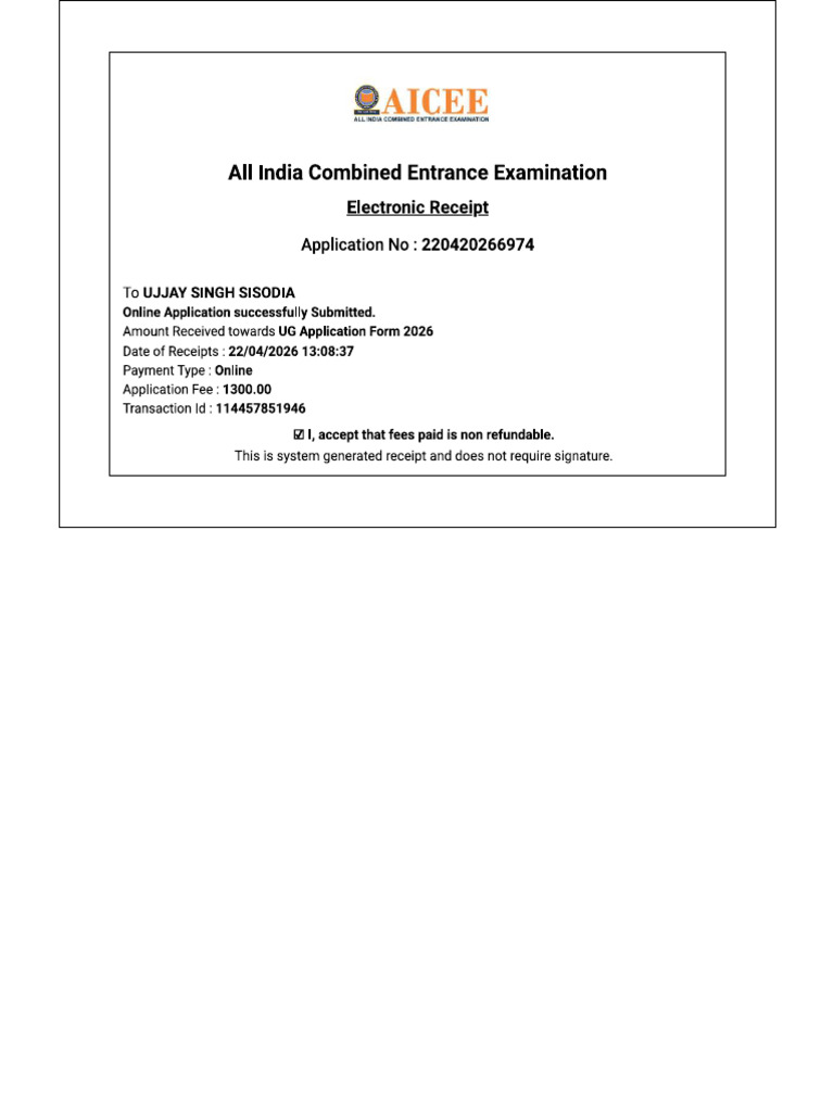 AICEE Payment Slip | PDF