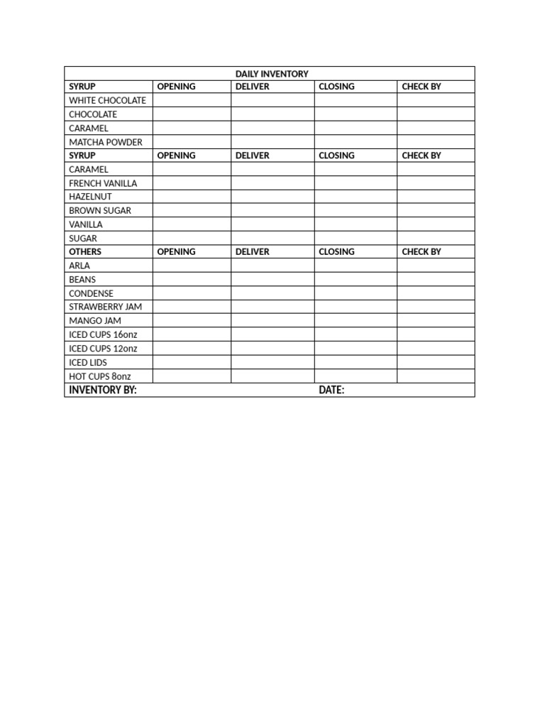 Daily Inventory | PDF