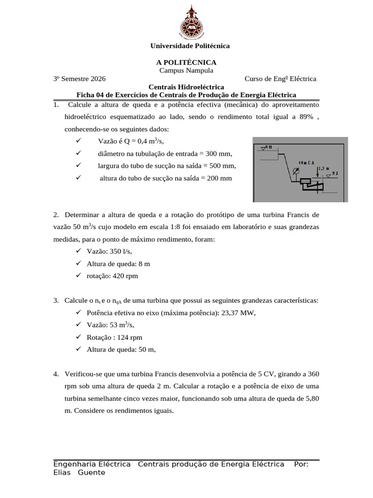 Ficha 04 CPEE | PDF | Bomba | Potência (Física)