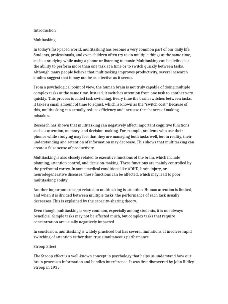 Multitasking_Stroop_Introduction | PDF | Attention | Executive Functions