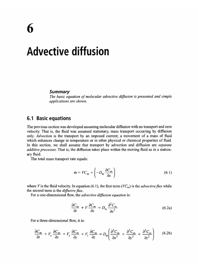 06 - Advective Diffusion | PDF | Diffusion | Transport Phenomena