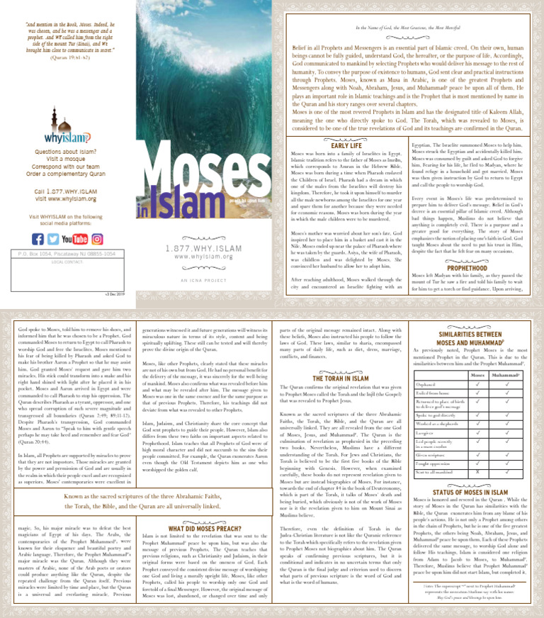 Prophet-Moses-Brochure | PDF | Prophets And Messengers In Islam | Moses