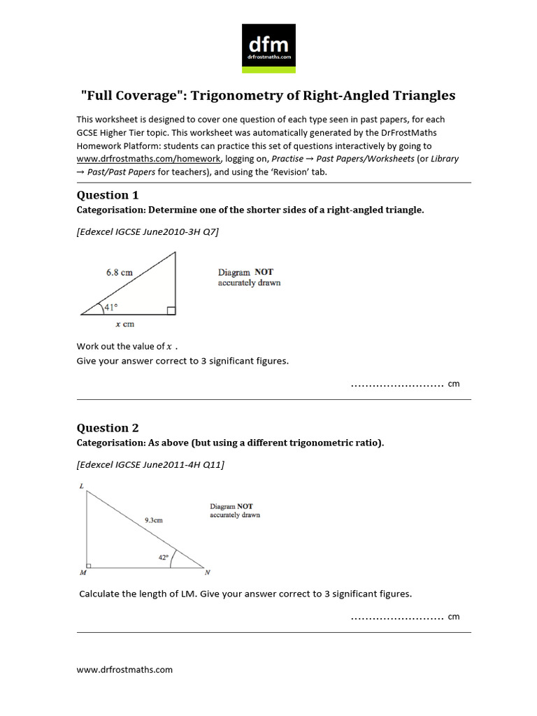 Maths Gcse Sheet | PDF | Trigonometry | Angle