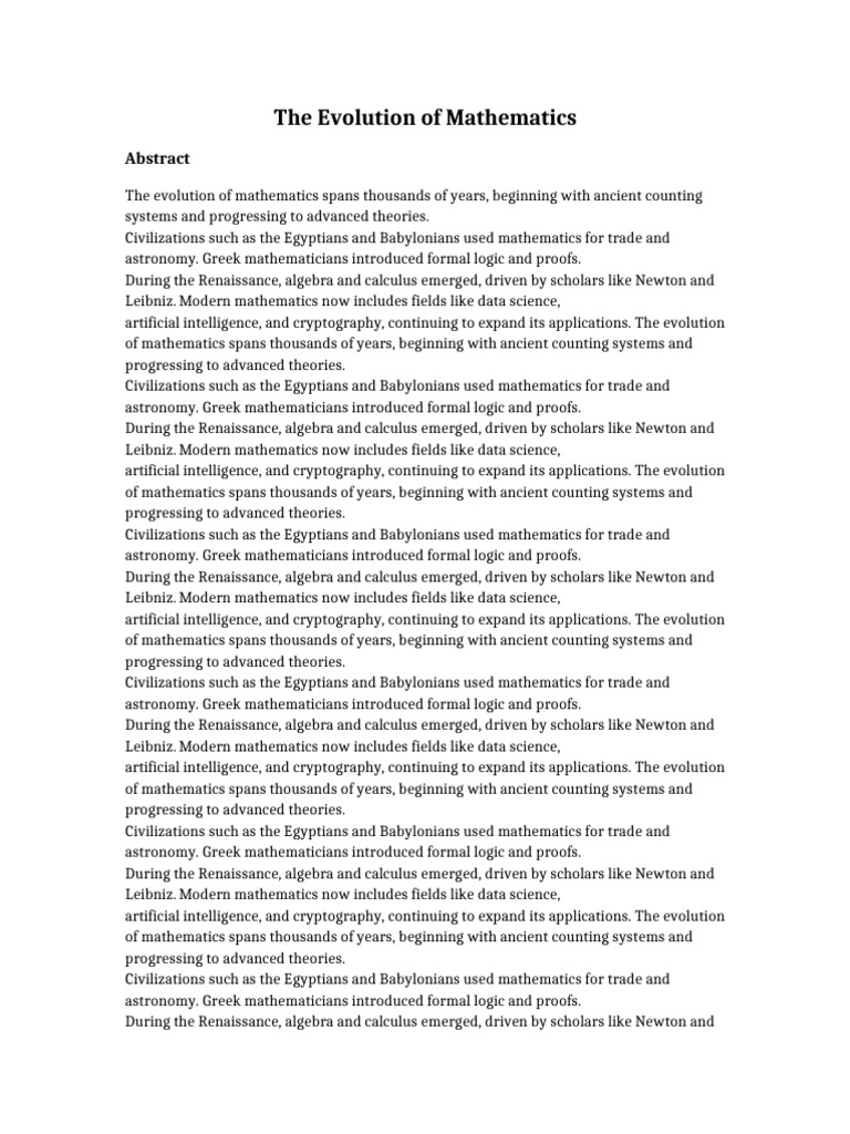 Evolution of Mathematics Long | PDF | Mathematics | Calculus
