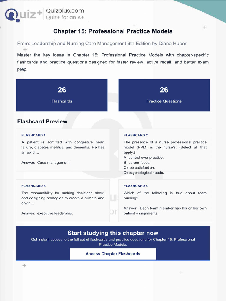 Flashcards for Chapter 15 Professional Practice Models | PDF