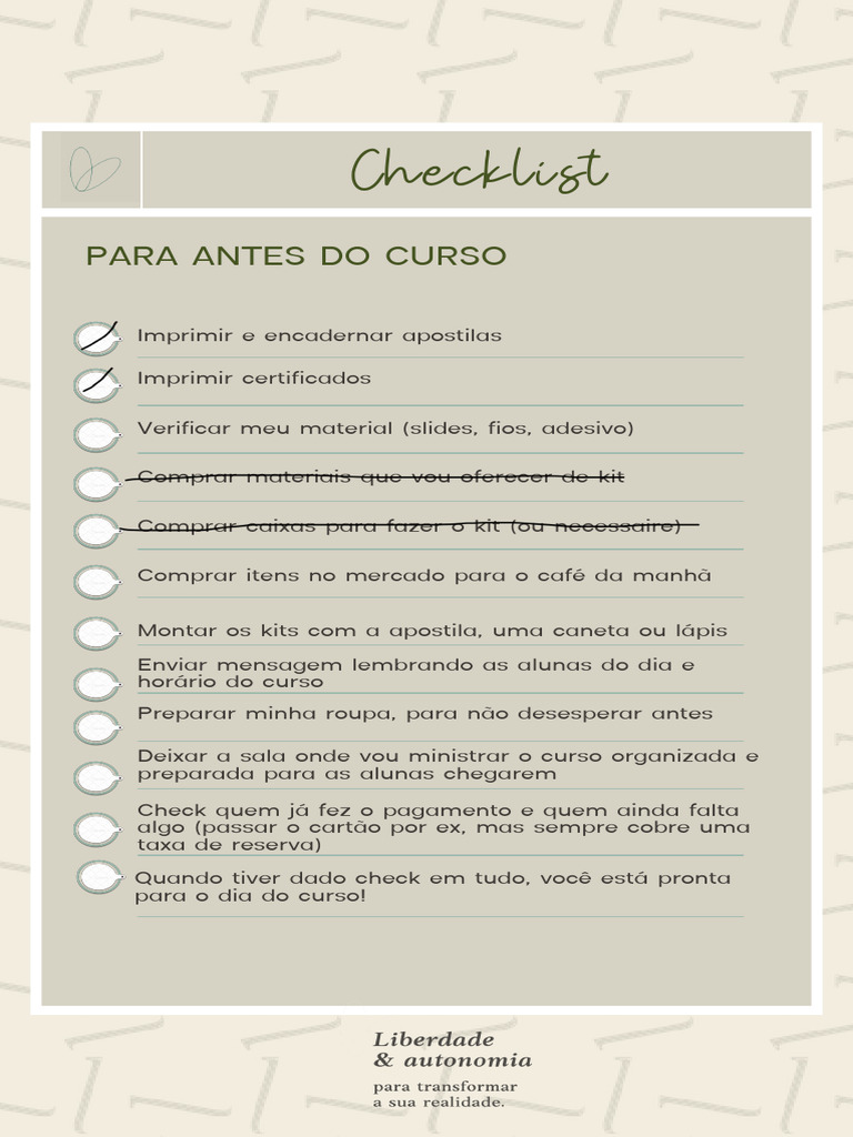 Cópia de Check List para Curso (B-Lash) | PDF