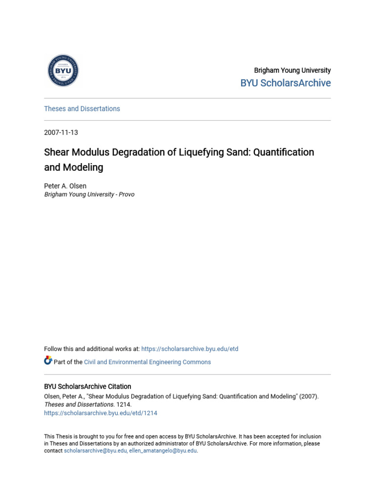 Shear Modulus Degradation of Liquefying Sand_ Quantification And | PDF ...