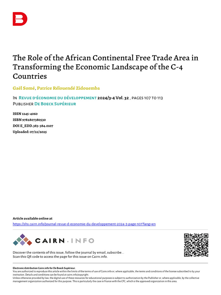 Some 2024 the Role of the African Continental Free Trade Area in ...