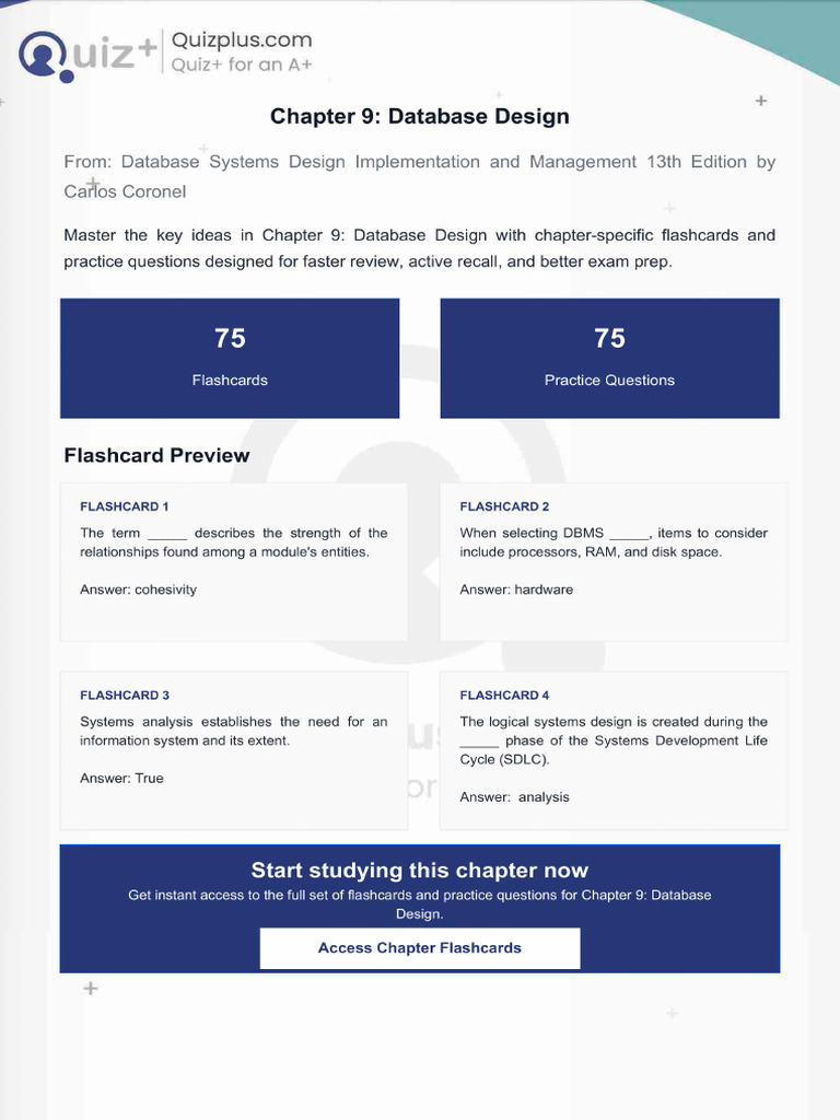 Flashcards for Chapter 9 Database Design | PDF