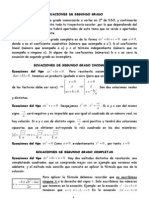 Ecuaciones de Segundo Grado y Bicuadradas