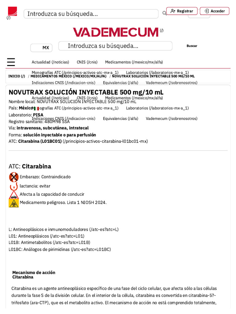 Ficha de Novutrax Solución Inyectable 500 MG - 10 ML de México | PDF ...
