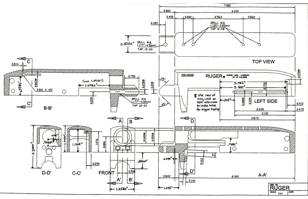 Firearms Blueprint Ruger 1022 Rifle Receiver 2 Firearms