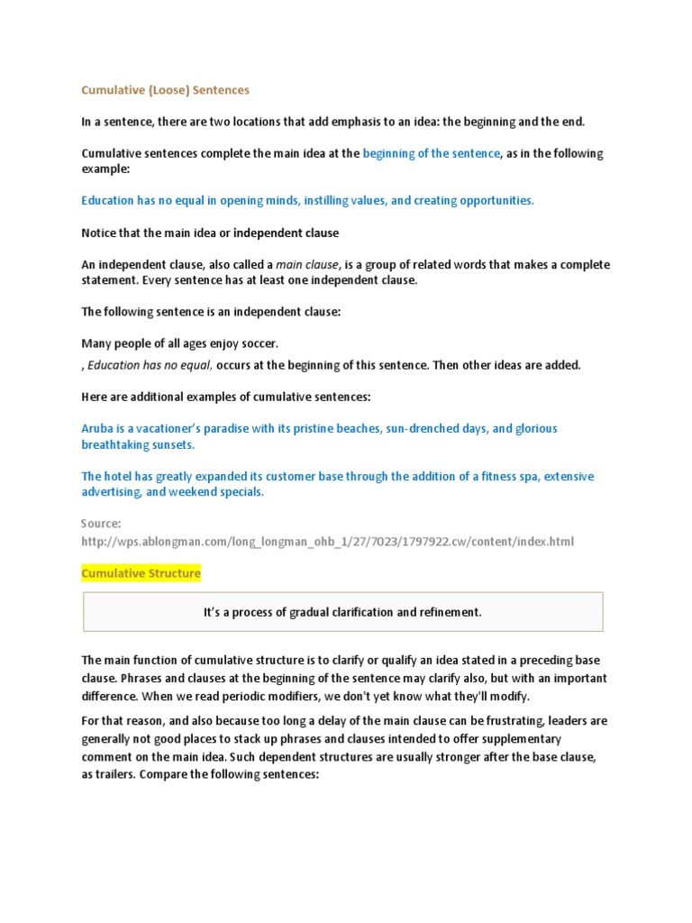 CUMULATIVE SENTENCE DEFINITION SIMPLE intelligence overview