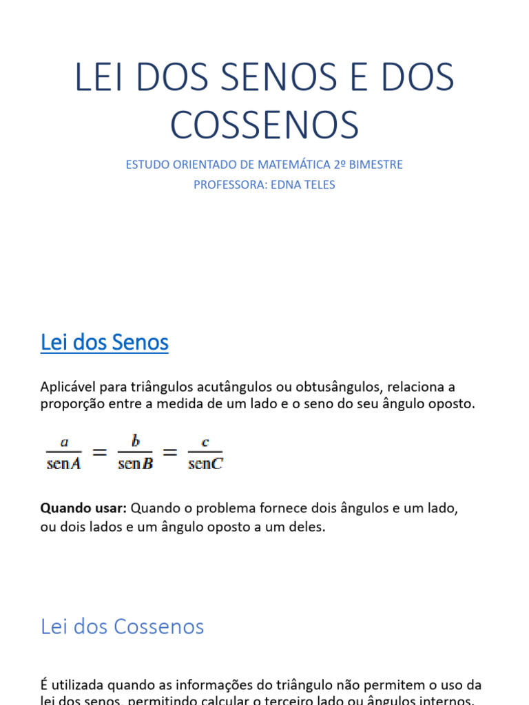 Lei Dos Senos e Dos Cossenos | PDF
