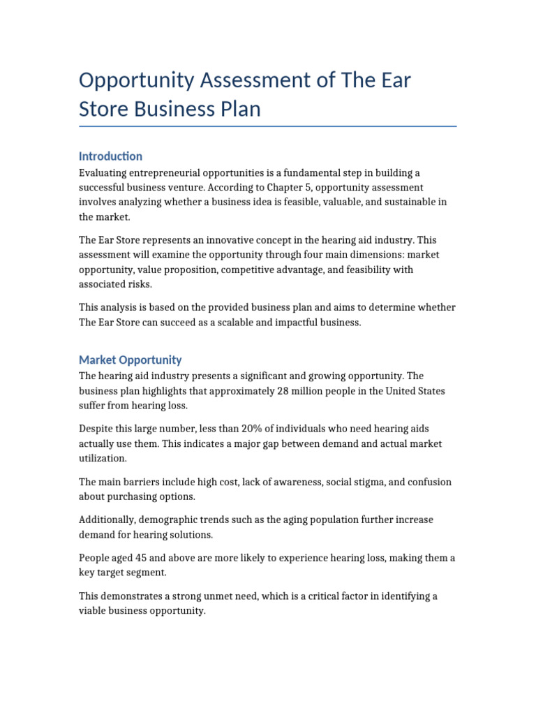 Ear Store Opportunity Assessment | PDF | Competitive Advantage | Marketing