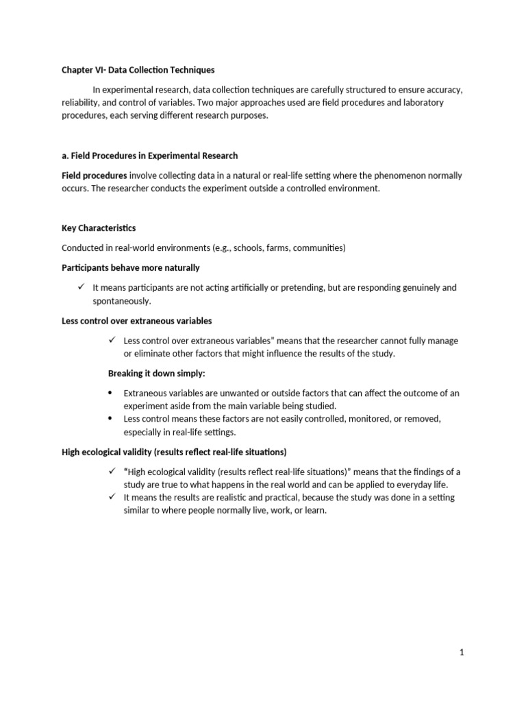 Lecture VI. Data Collection | PDF | Validity (Statistics) | Experiment