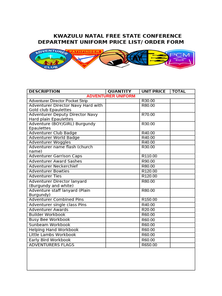 UNIFORM PRICE LIST.-2025docx(1) | PDF