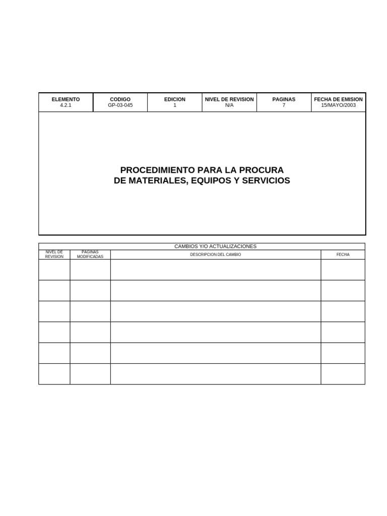 Procedimiento de Procura REVISAR | PDF | Calidad (comercial) | Auditoría