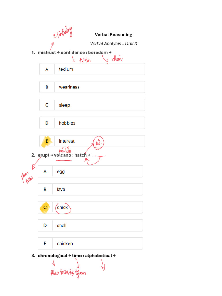 CAT4 Verbal Reasoning Verbal Analysis Drill 3 | PDF