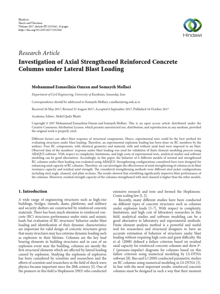 Investigation of Axial Strengthened Reinforced Concrete Columns Under ...