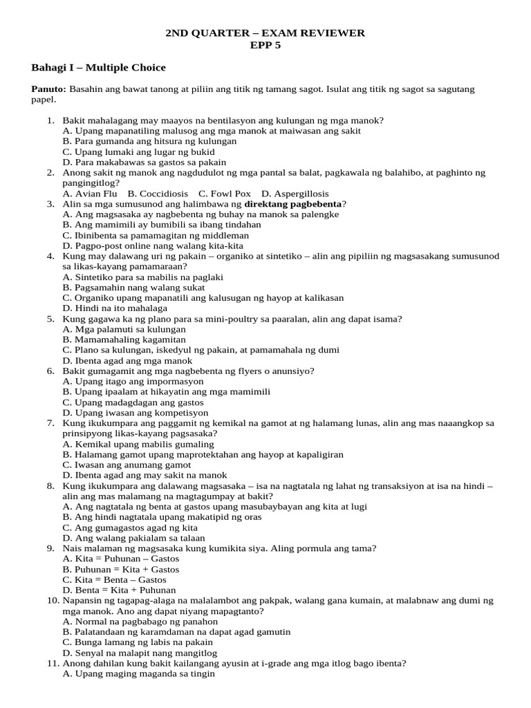 2nd Quarter_epp 5 Reviewer | PDF