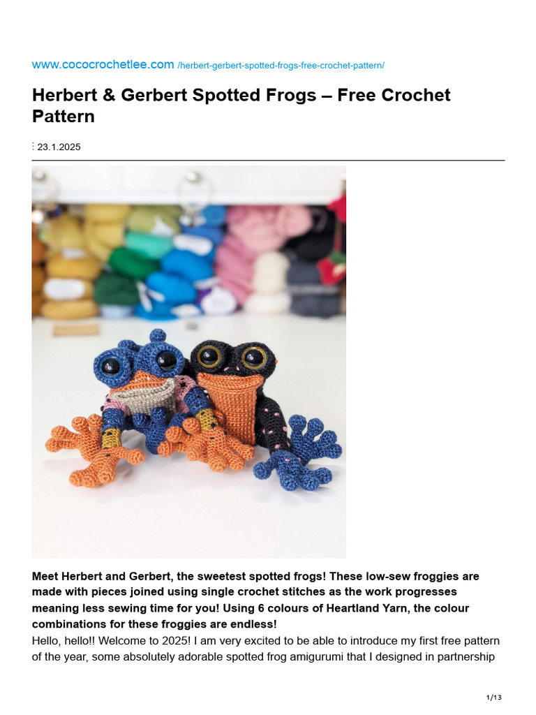Cococrochetlee Com Herbert Gerbert Spotted Frogs Free Crochet Pattern | PDF
