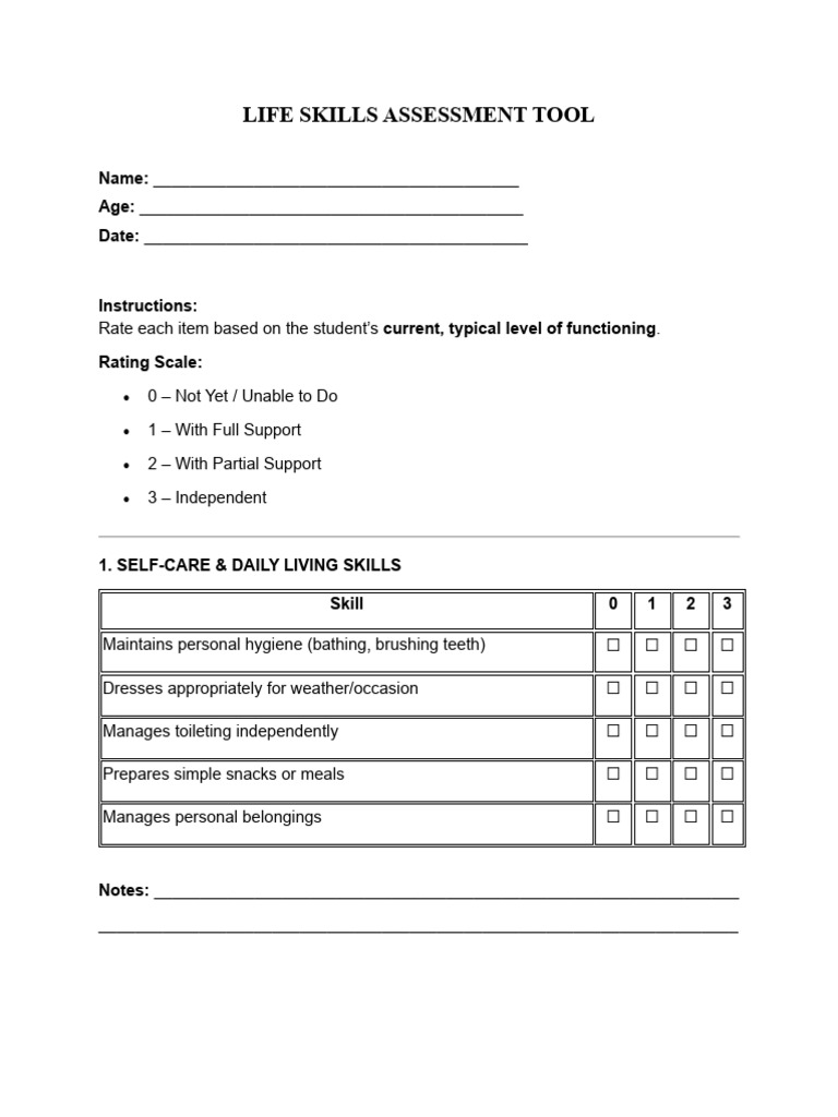 Life Skills Assessment Tools | PDF | Emotions | Cognition