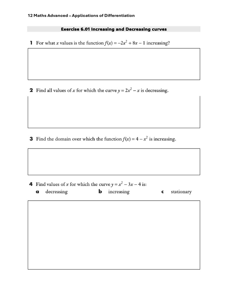 Increasing and Decreasing Curves | PDF