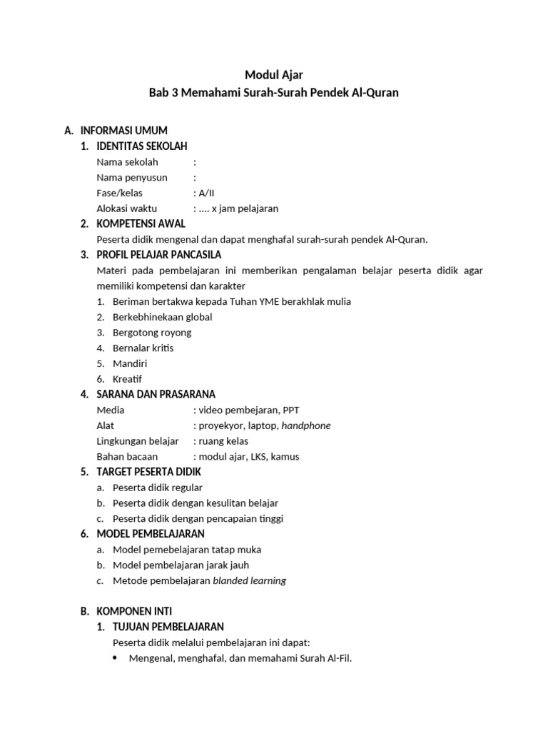 Modul Ajar Kelas 2A BAB 3 | PDF