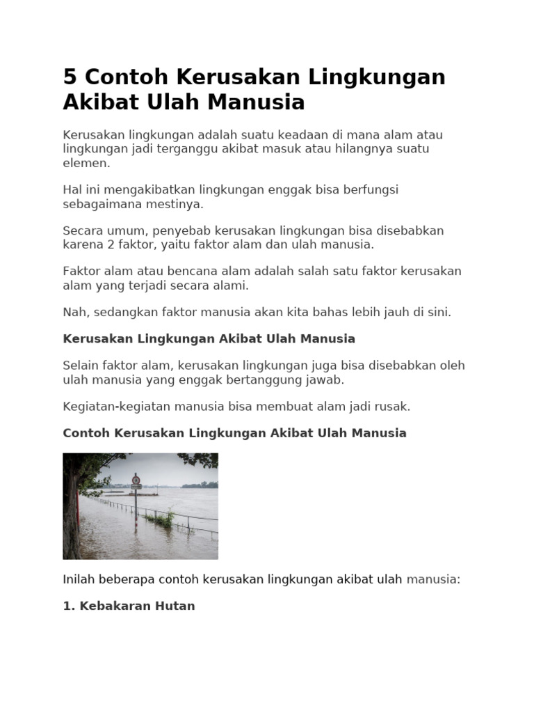 5 Contoh Kerusakan Lingkungan Akibat Ulah Manusia | PDF
