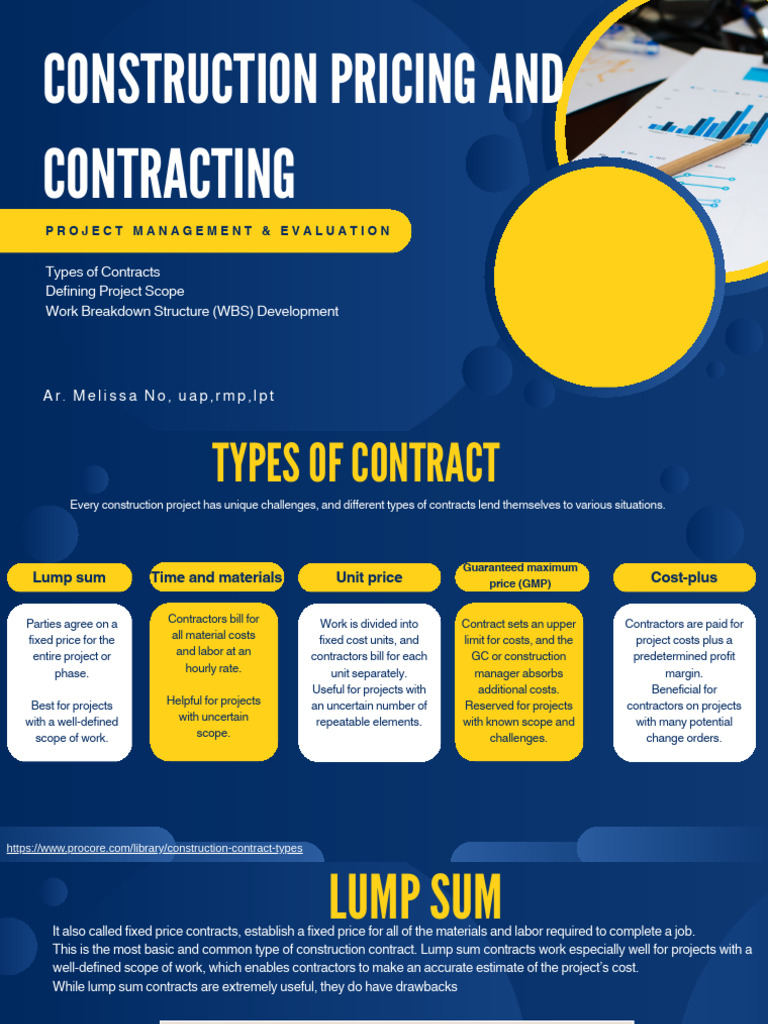 Construction Pricing and Contracting; Types of Contracts Construction ...
