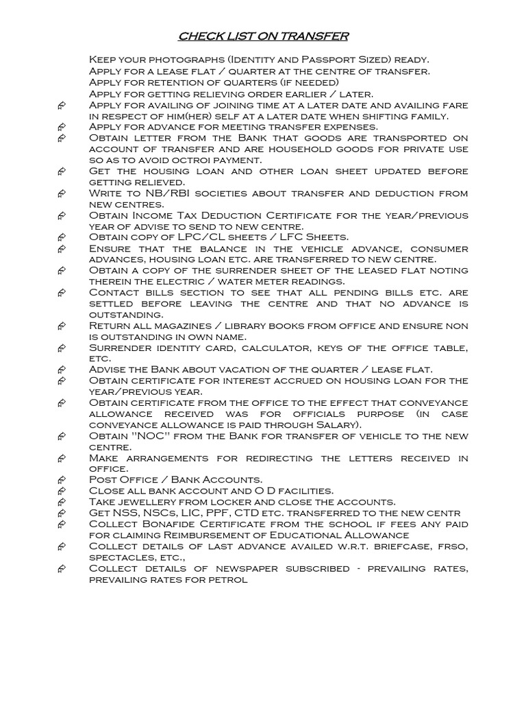 Transfer Checklist banks | PDF | Payments