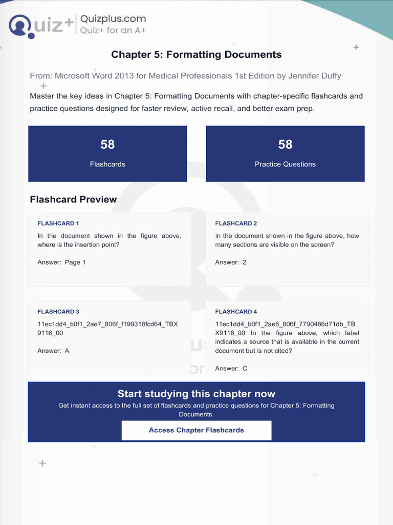 Flashcards for Chapter 5 Formatting Documents | PDF