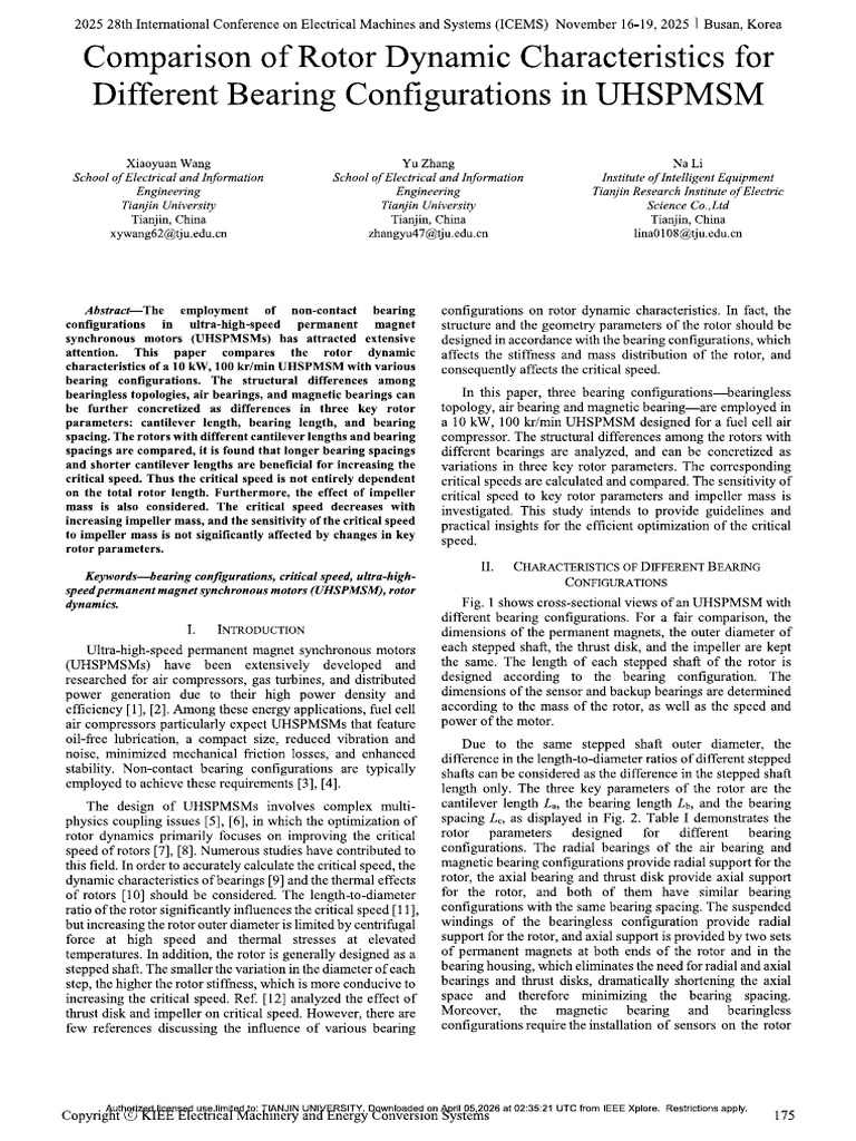 Comparison of Rotor Dynamic Characteristics for Different Bearing ...